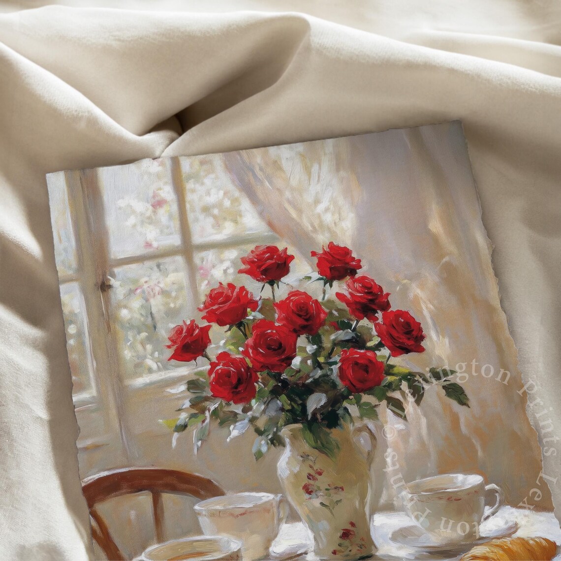 Vintage French Cafe Print Farmhouse Wall Art French Country Decor Kitchen Wall Art Red Roses Print Spring Print Floral Art 998 - Image 7