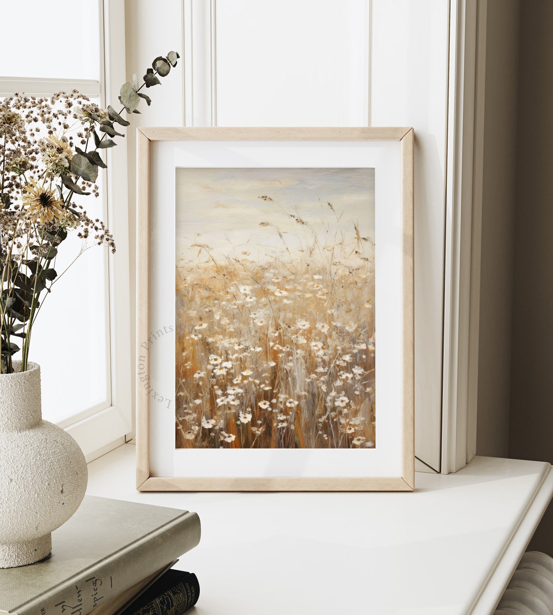Moody Wildflower Meadow Tall Grasses Neutral Botanical Wall Art - Image 6
