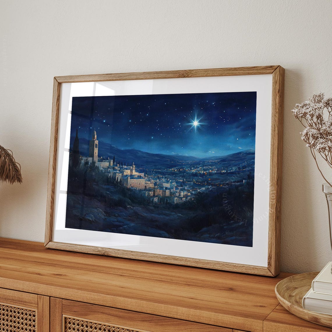 Bethlehem Starry Night Nativity Town Christmas Painting Poster - Image 8