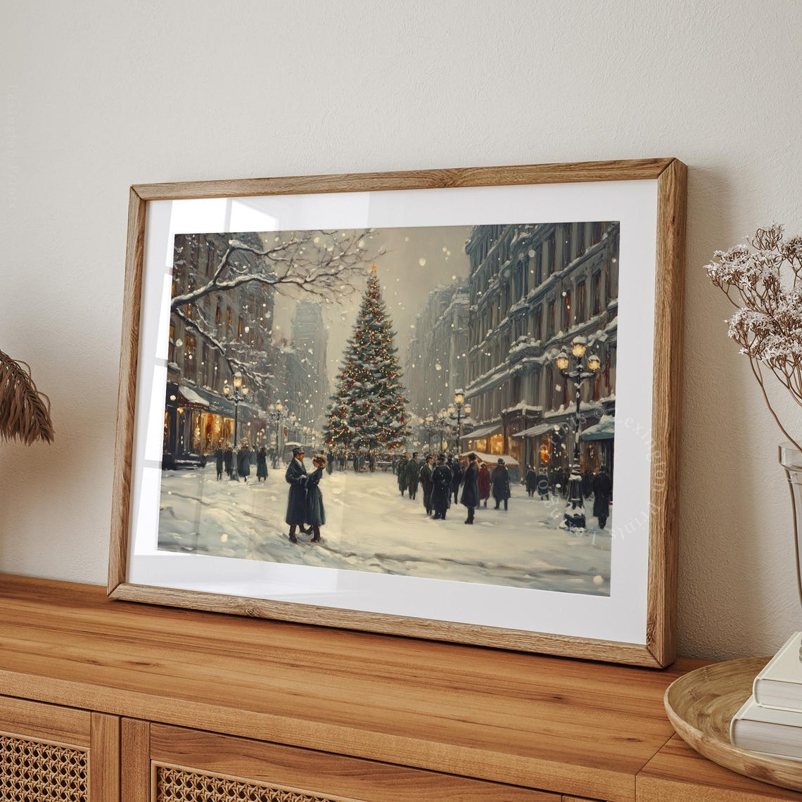 Victorian Street Christmas Tree Snowy Vintage Holiday Scene Poster - Image 8