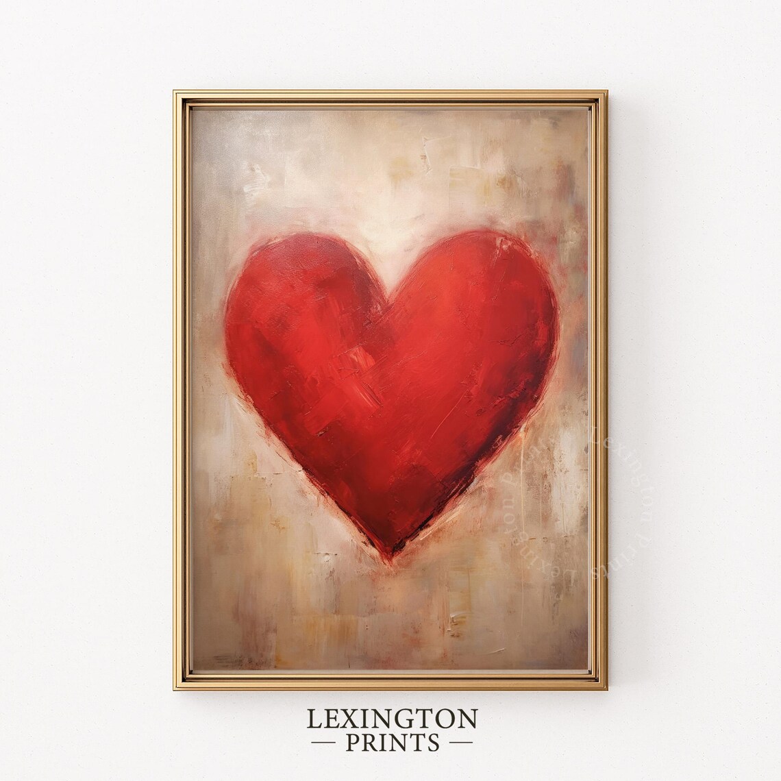 Rustic Vintage Valentines Red Heart Art Print - Image 6