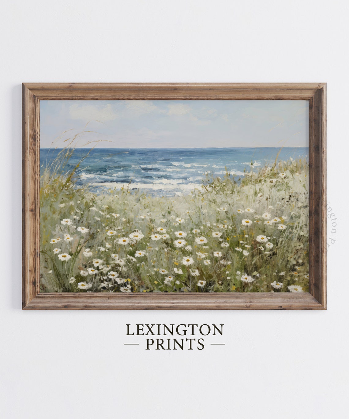 Coastal Wildflower Field Landscape Painting Vintage Coastal Print Summer Print Spring Print Floral Art Farmhouse Wall Art Sea 674 - Image 5