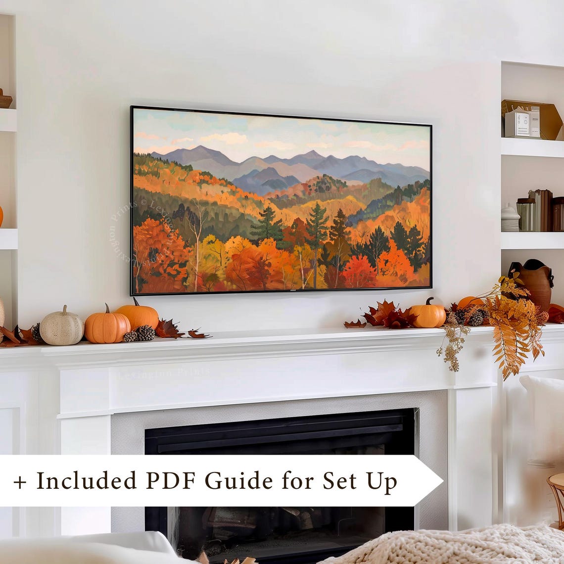 Autumn Mountain Valley Landscape Fall Foliage Painting Poster - Image 8