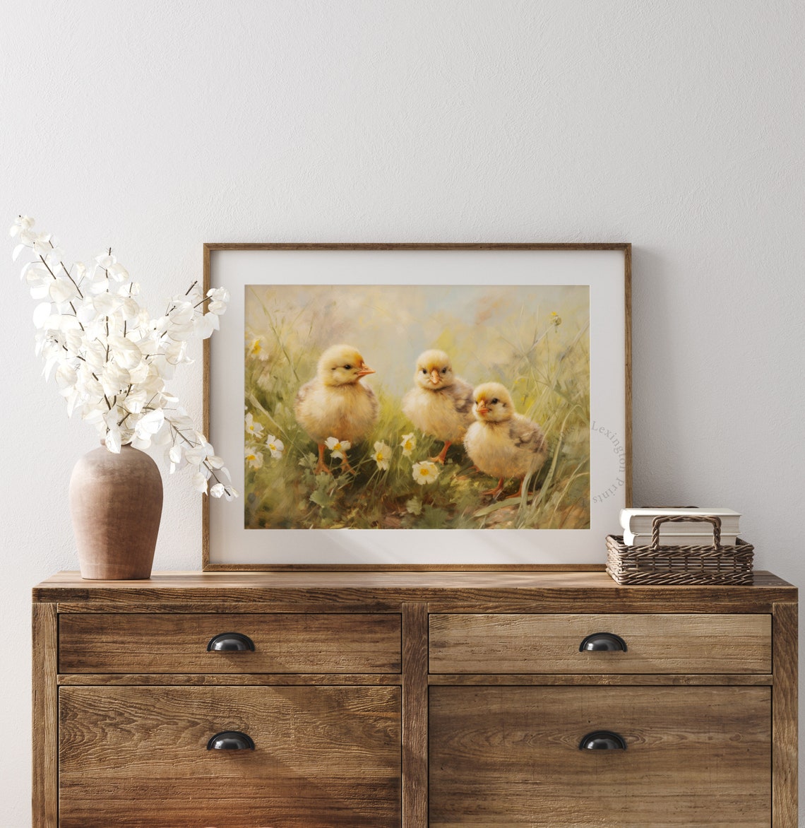 Three Baby Chicks in a Spring Meadow Vintage Painting Poster - Image 7
