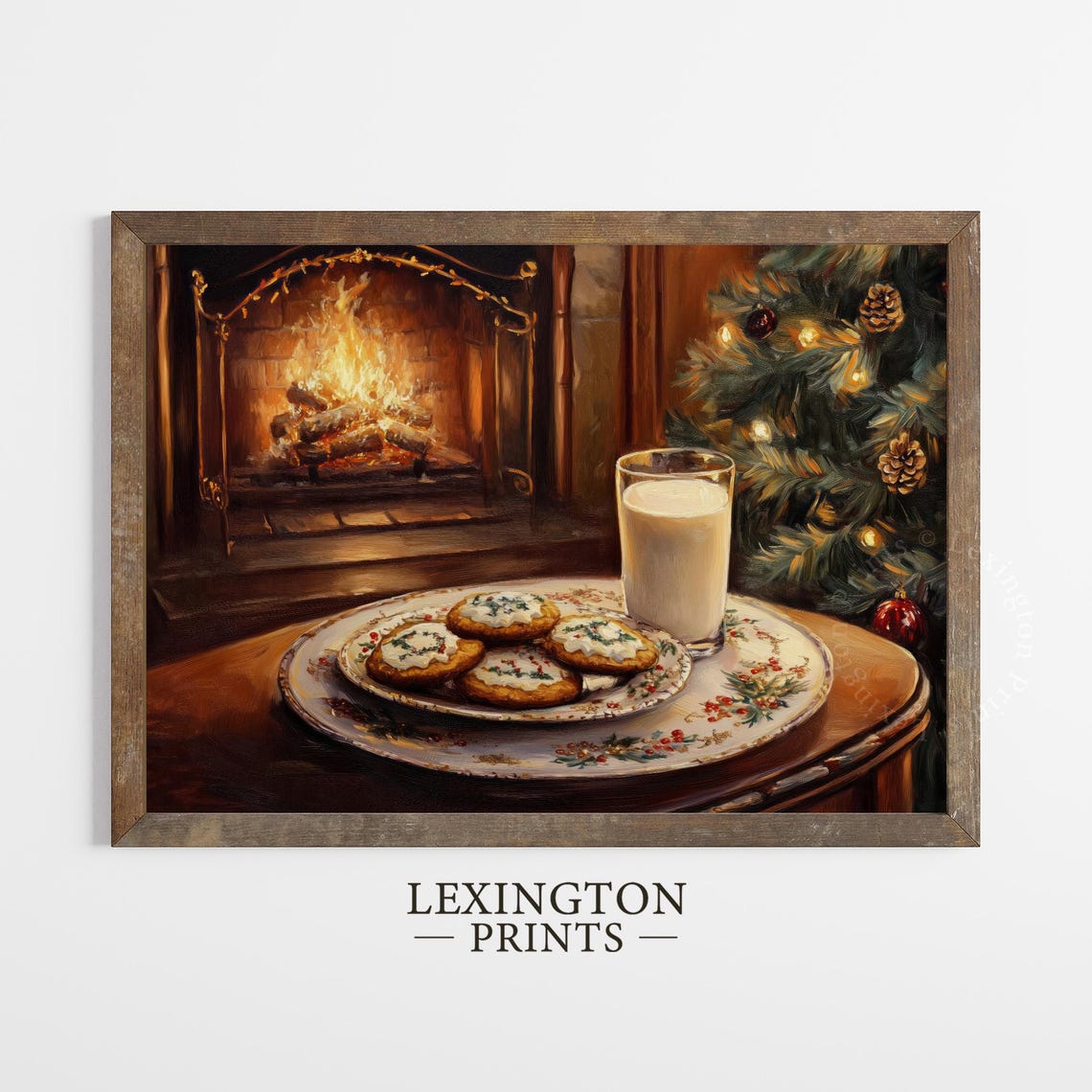 Cookies and Milk by Fireplace Christmas Tree Cozy Holiday Night Poster - Image 4