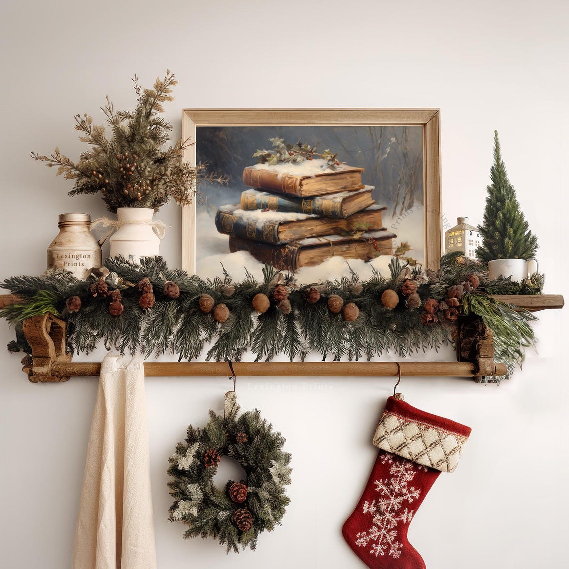Snowy Christmas Wall Art Book Art Winter Vintage Christmas Print Winter Print Oil Painting Dark Academia Decor Holiday 356 - Image 7