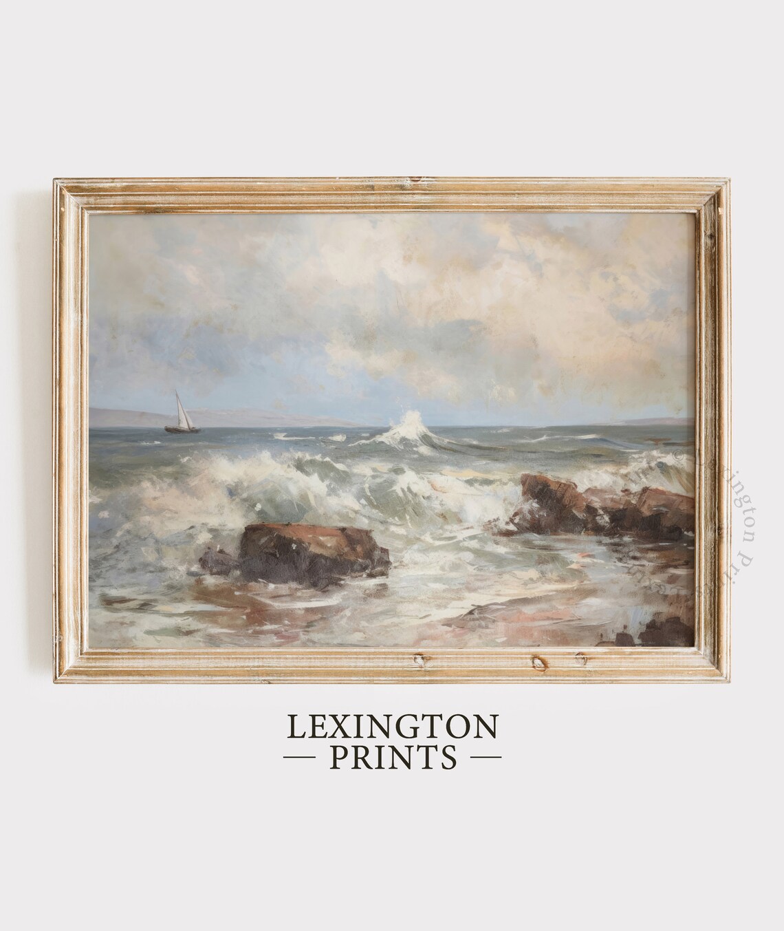 Dark Coastal Landscape Painting Vintage Coastal Print Ocean Wall Art Beach Print Dark Summer Print Oil Painting Vintage Art 681 - Image 5
