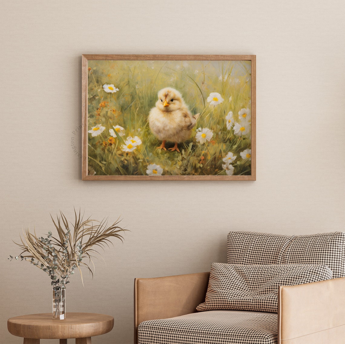 Baby Chick in Wildflower Meadow Vintage Spring Easter Art Poster - Image 3