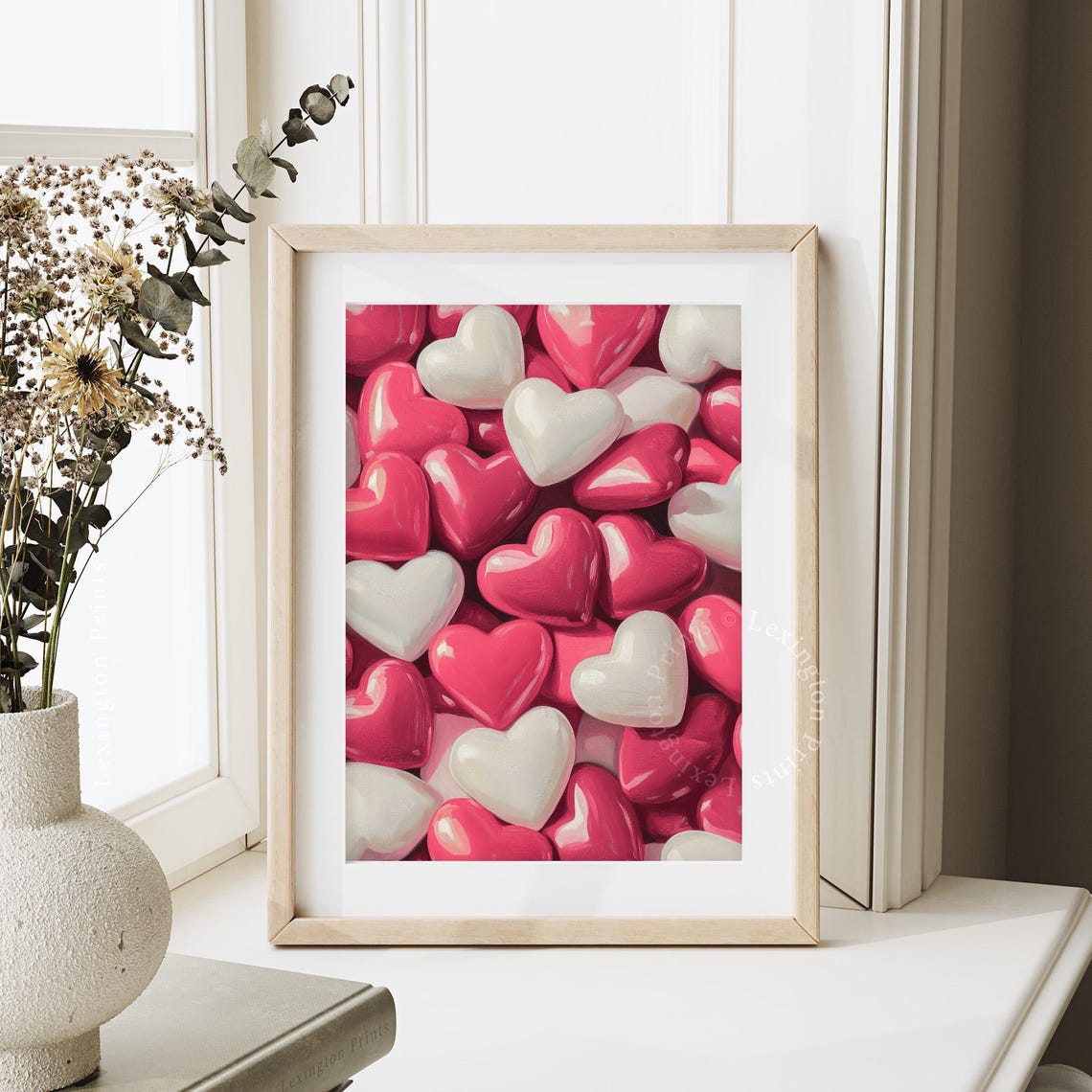 Glossy Pink White Candy Hearts Valentine Sweet Love Bedroom Poster - Image 7