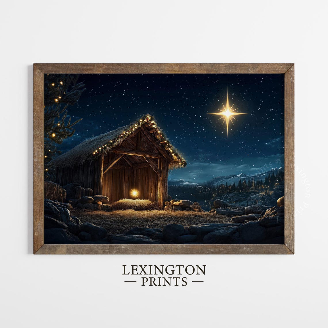 Holy Nativity Stable under Starry Night Bright Star Scene Poster - Image 5