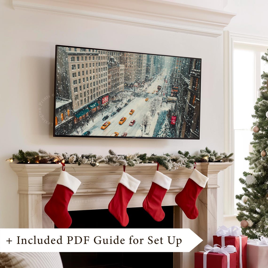 Winter New York City Christmas Frame Tv Art Vintage City Tv Art Winter Tv Art Christmas Tv Art Seasonal Decor Holiday Tv Art Street Art 816 - Image 7