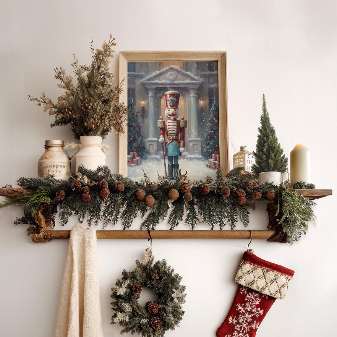 Vintage Nutcracker Soldier Snowy Village Christmas Night Poster - Image 6