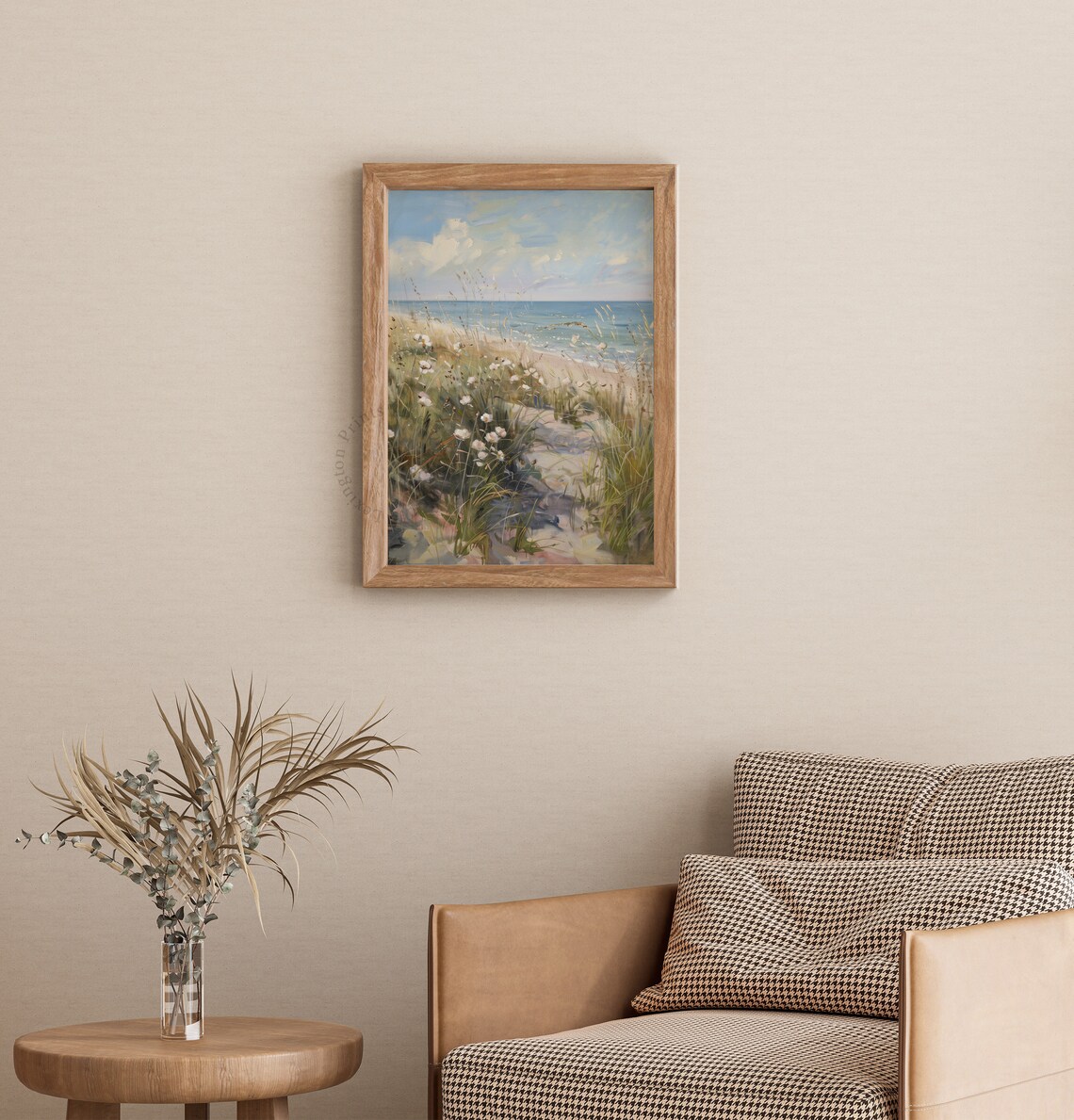 Coastal Beachgrass Wildflower Field Vintage Art Print - Image 4