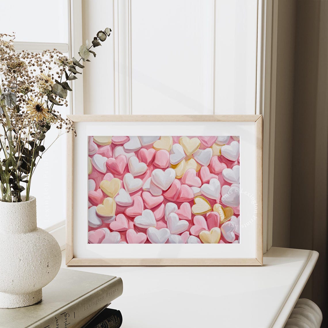 Pastel Candy Hearts Valentines Day Love Pattern Nursery Wall Art - Image 6