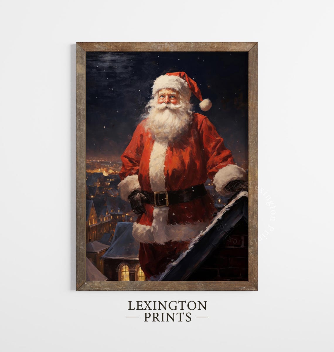 Vintage Christmas Santa Claus On Roof Print Santa Christmas Wall Art Santa Christmas Print Winter Print Holiday Decor 318 - Image 4