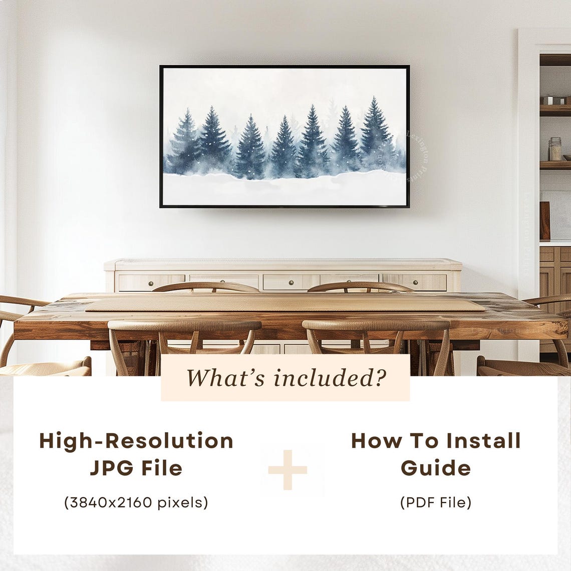 White Winter Forest with Frosted Pines Serene Frame TV Art Print - Image 6