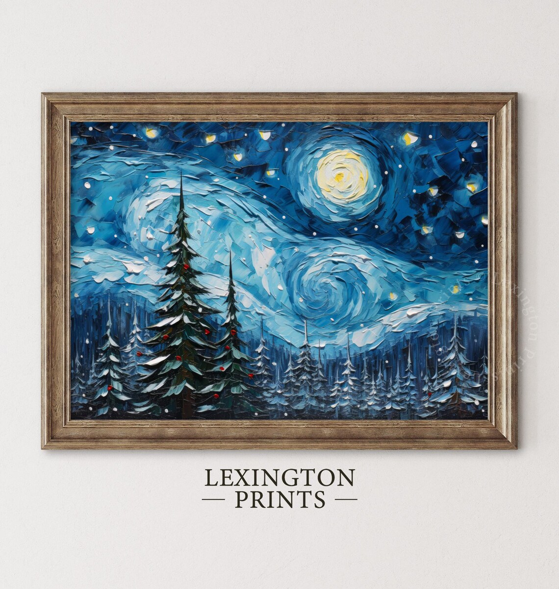Christmas Starry Night Print Christmas Wall Art Van Gogh Art Christmas Print Winter Print Vintage Christmas Oil Painting Forest Wall Art 311 - Image 6