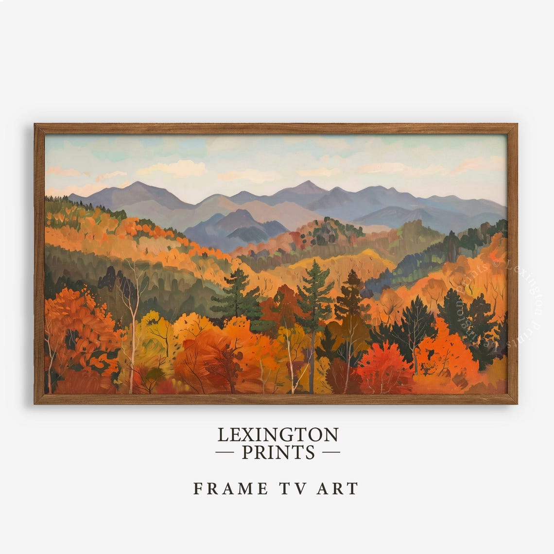 Autumn Mountain Valley Landscape Fall Foliage Painting Poster - Image 4