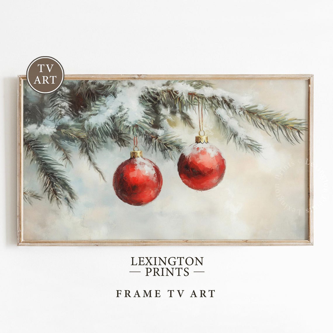 Red Christmas Ornaments Tv Art Christmas Frame Tv Art Winter Tv Art Country Christmas Tv Art Evergreen Fir Tree Vintage Holiday Decor 970