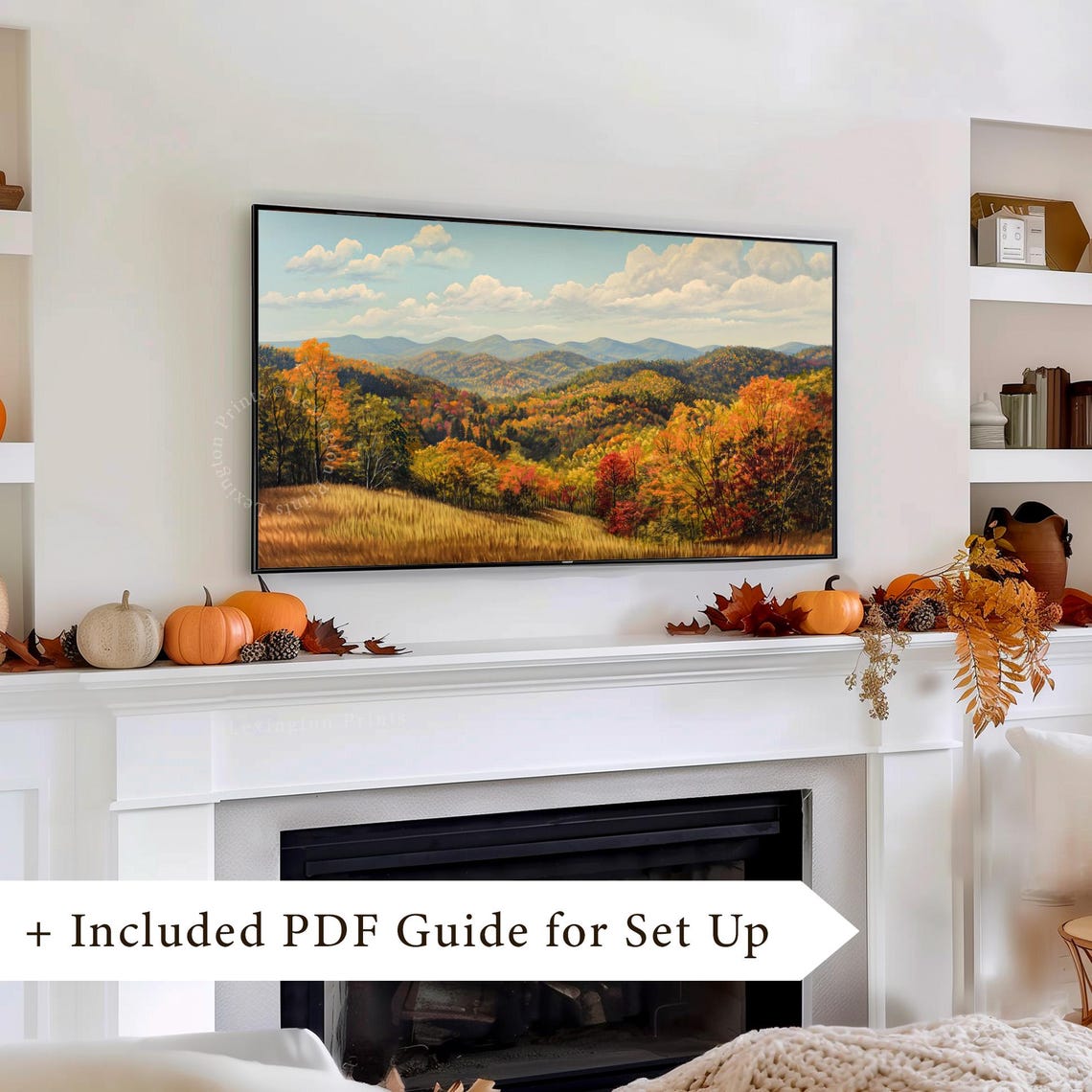 Autumn Mountain Landscape with Fall Foliage Hills Frame TV Art Print - Image 8