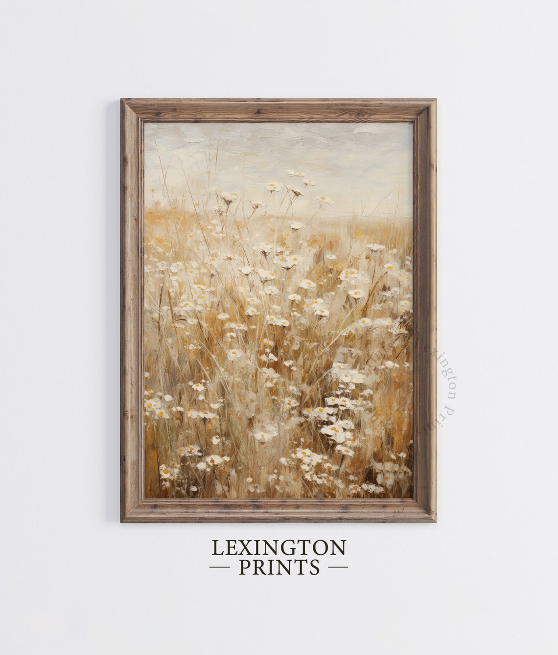 Golden Spring Wildflower Meadow Daisy Field Oil Painting Poster - Image 5