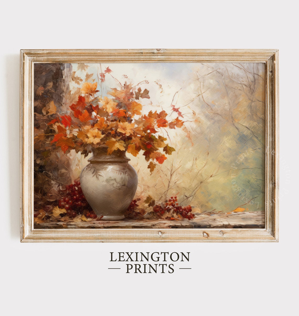 Autumn Leaf Bouquet in Vase Fall Harvest Floral Decor Poster