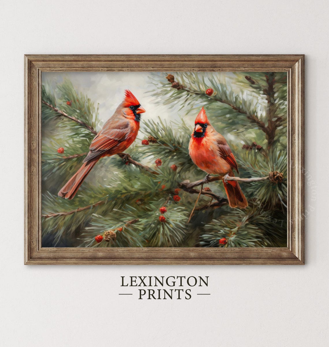 Vintage Christmas Wall Art Winter Cardinal Bird Christmas Oil Painting Winter Art Christmas Decor Nature Wall Art Winter Print 371 - Image 6