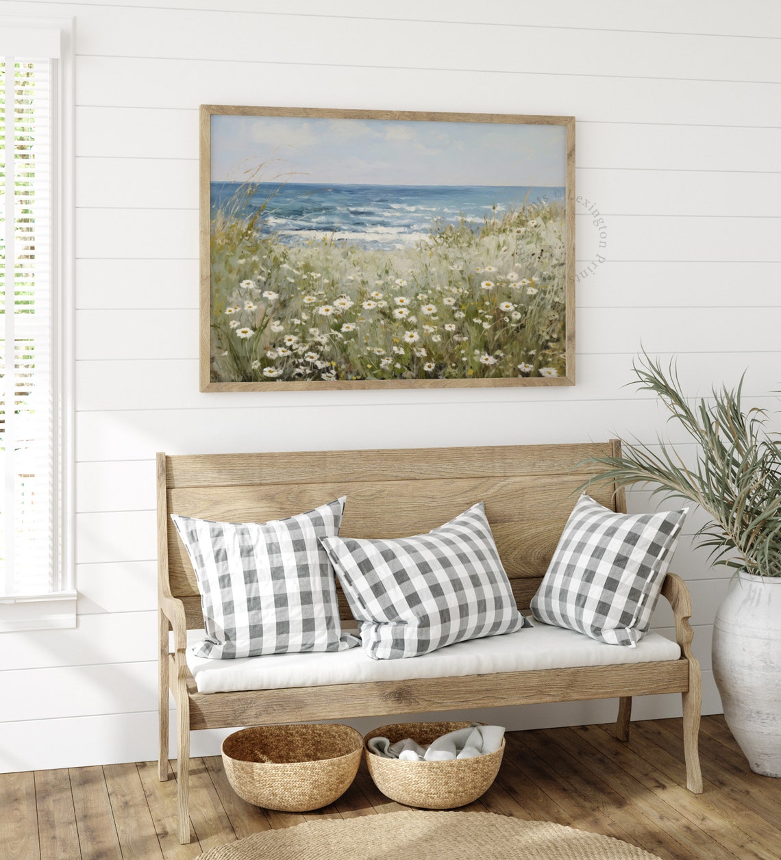Coastal Dunes with Wild Daisies Ocean View Beach Scene Poster - Image 7