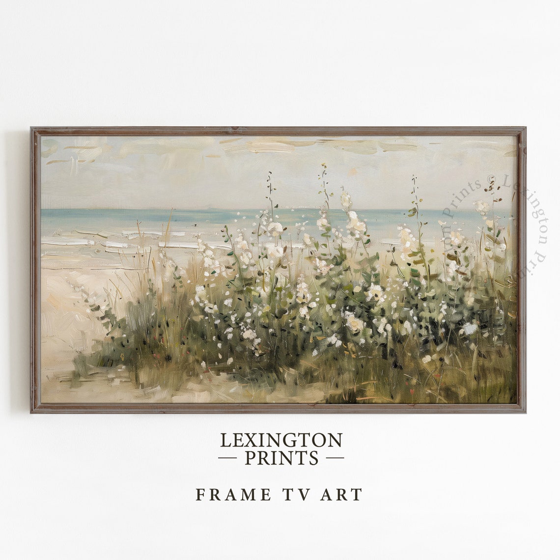 Soft Coastal Wildflowers by the Sea Frame TV Style Scenic Poster - Image 5