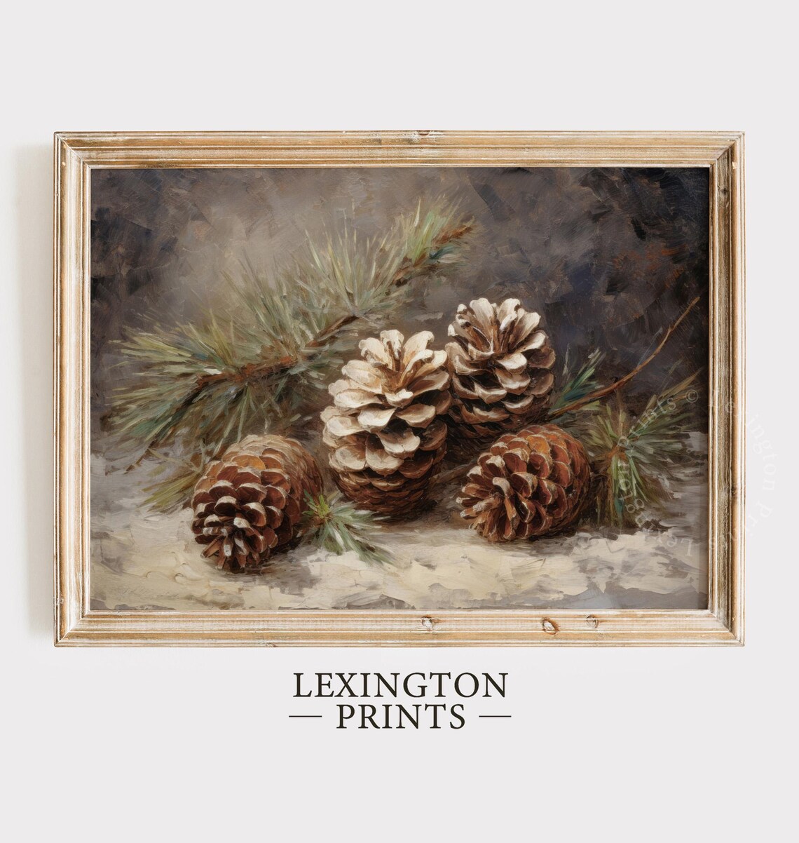 Vintage Christmas Pinecone Still Life Art Print - Image 2