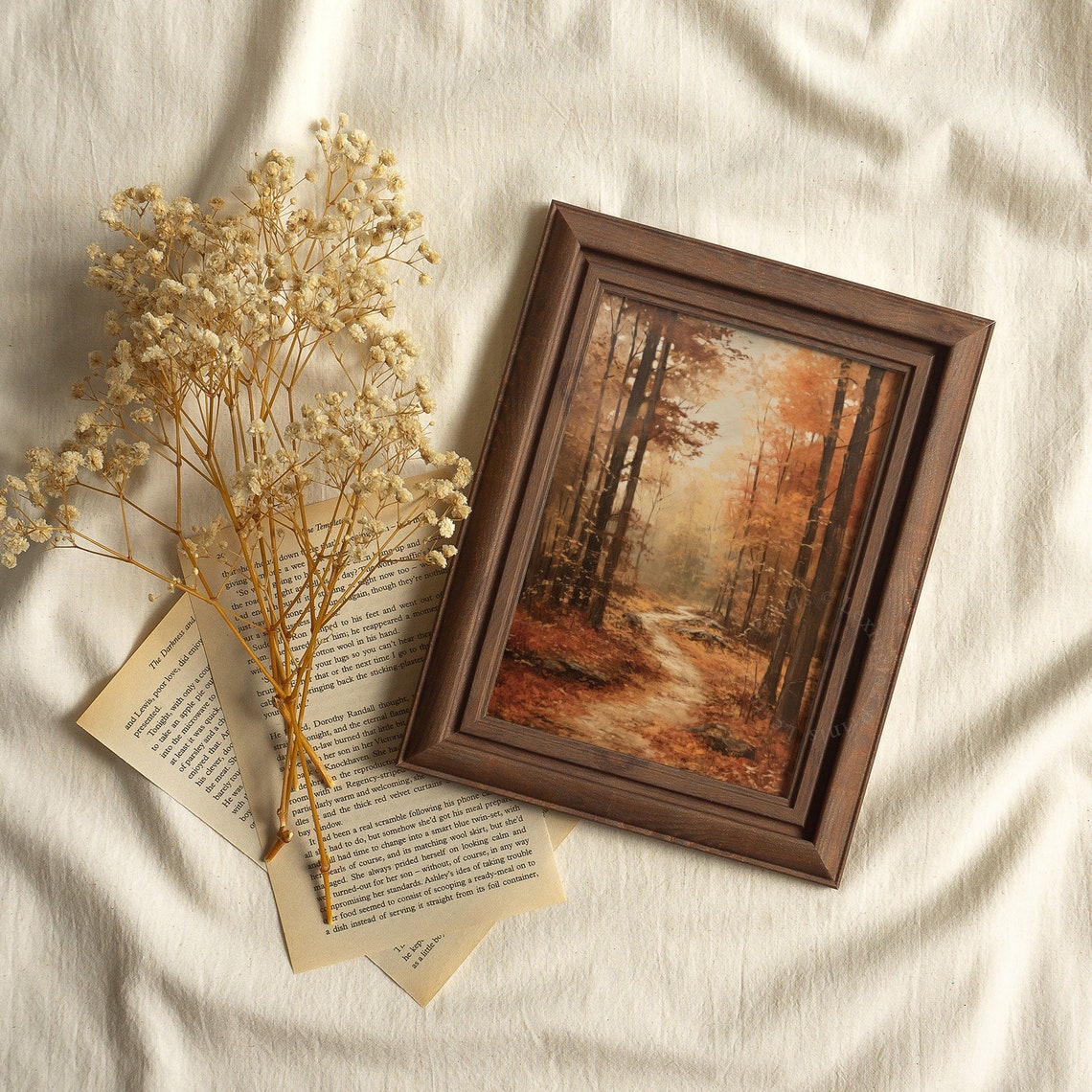 Autumn Forest Path Golden Leaves Vintage Fall Landscape Poster - Image 3