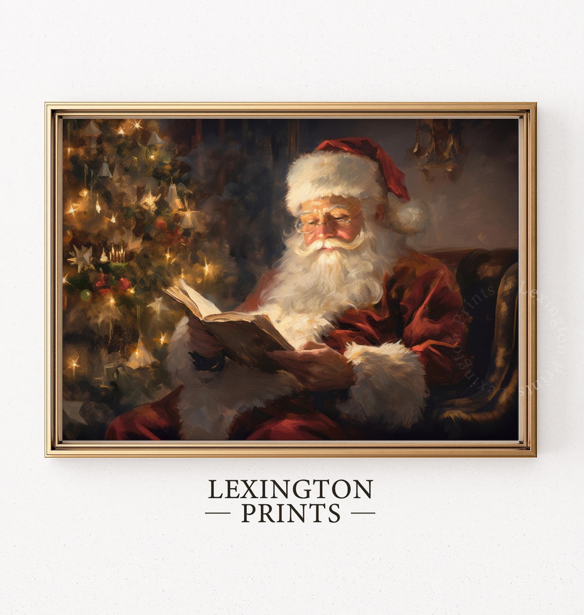 Vintage Christmas Wall Art Santa Reading Book Christmas Oil Painting Art Cottagecore Academia Art Christmas Decor Winter Print 288 - Image 6