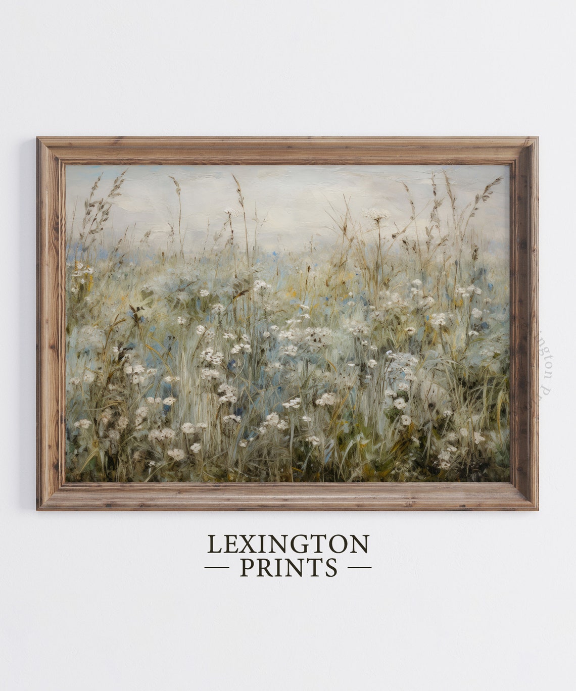 Sage Wildflower Meadow Soft Botanical Impressionist Landscape Poster - Image 2