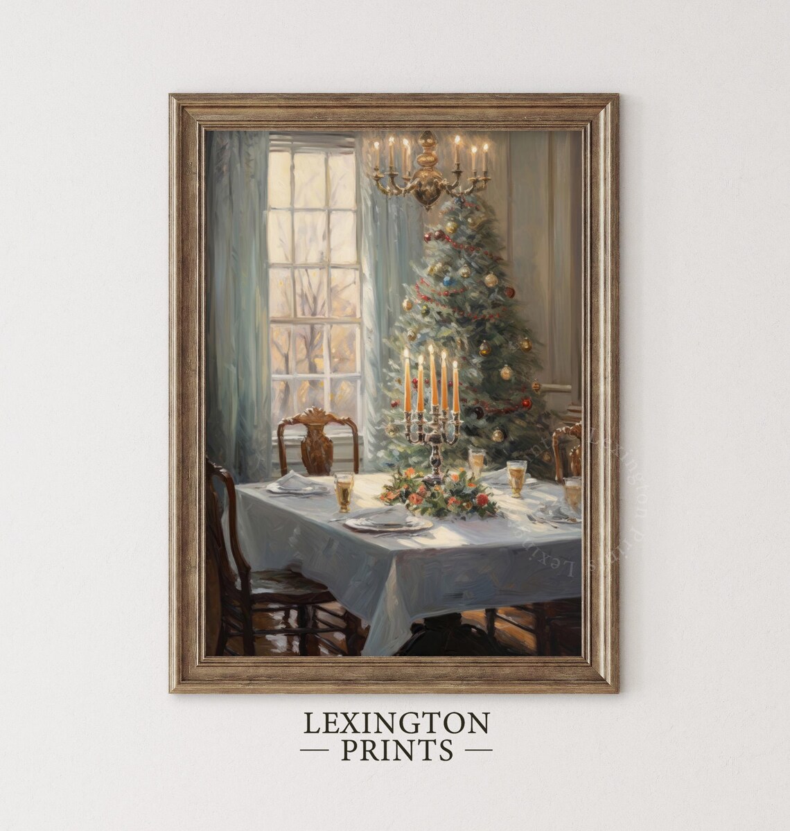 Vintage Christmas Oil Painting Christmas Wall Art Christmas Tree Living Room Wall Art Farmhouse Winter Kitchen Christmas Decor 229 - Image 4