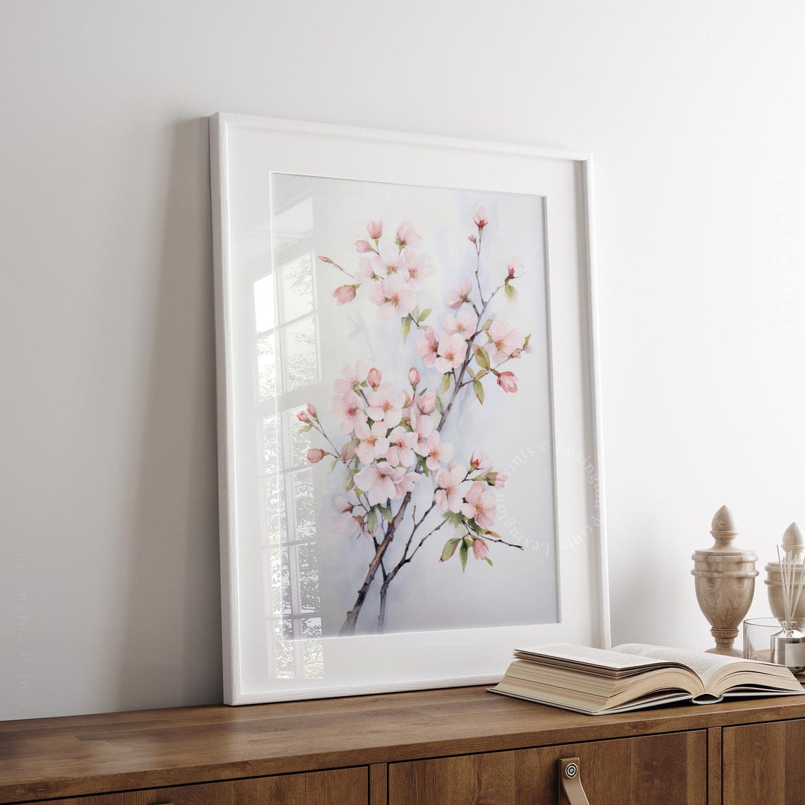 Pink Cherry Blossom Branches Delicate Spring Watercolor Wall Art - Image 7