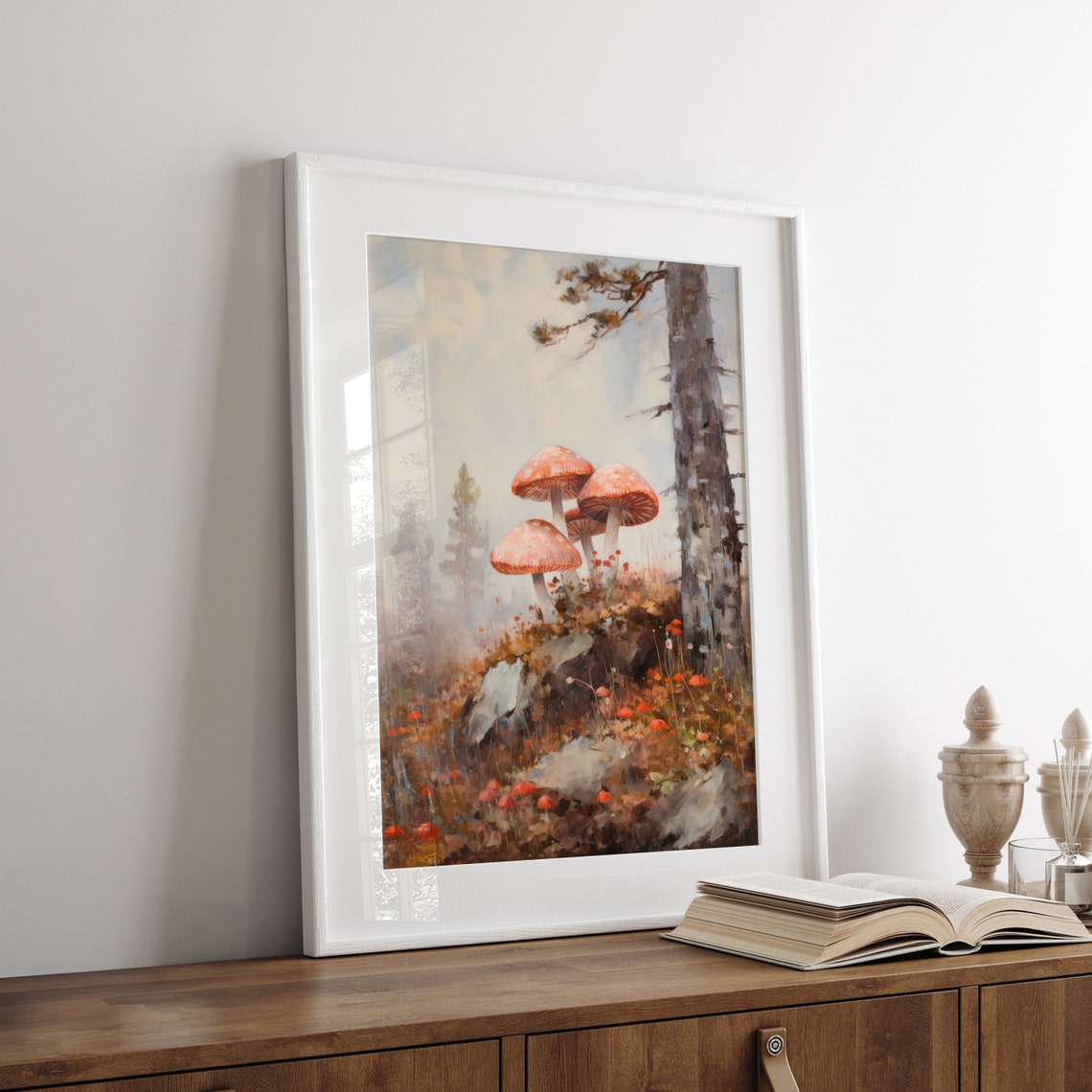 Red Fly Agaric Mushroom Cluster Autumn Woodland Scene Poster - Image 7