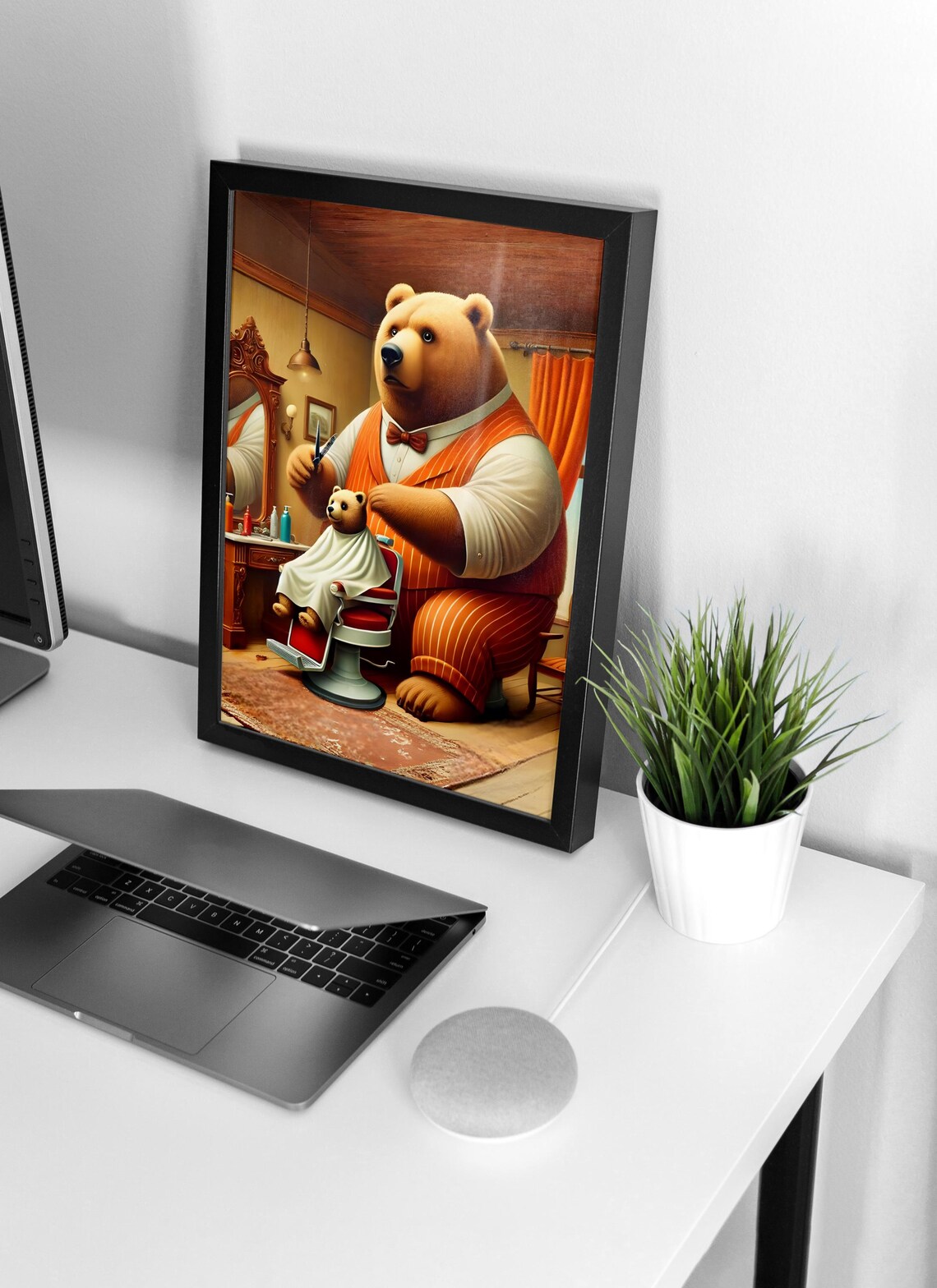 Bear Barber Animal Life Poster - Image 4