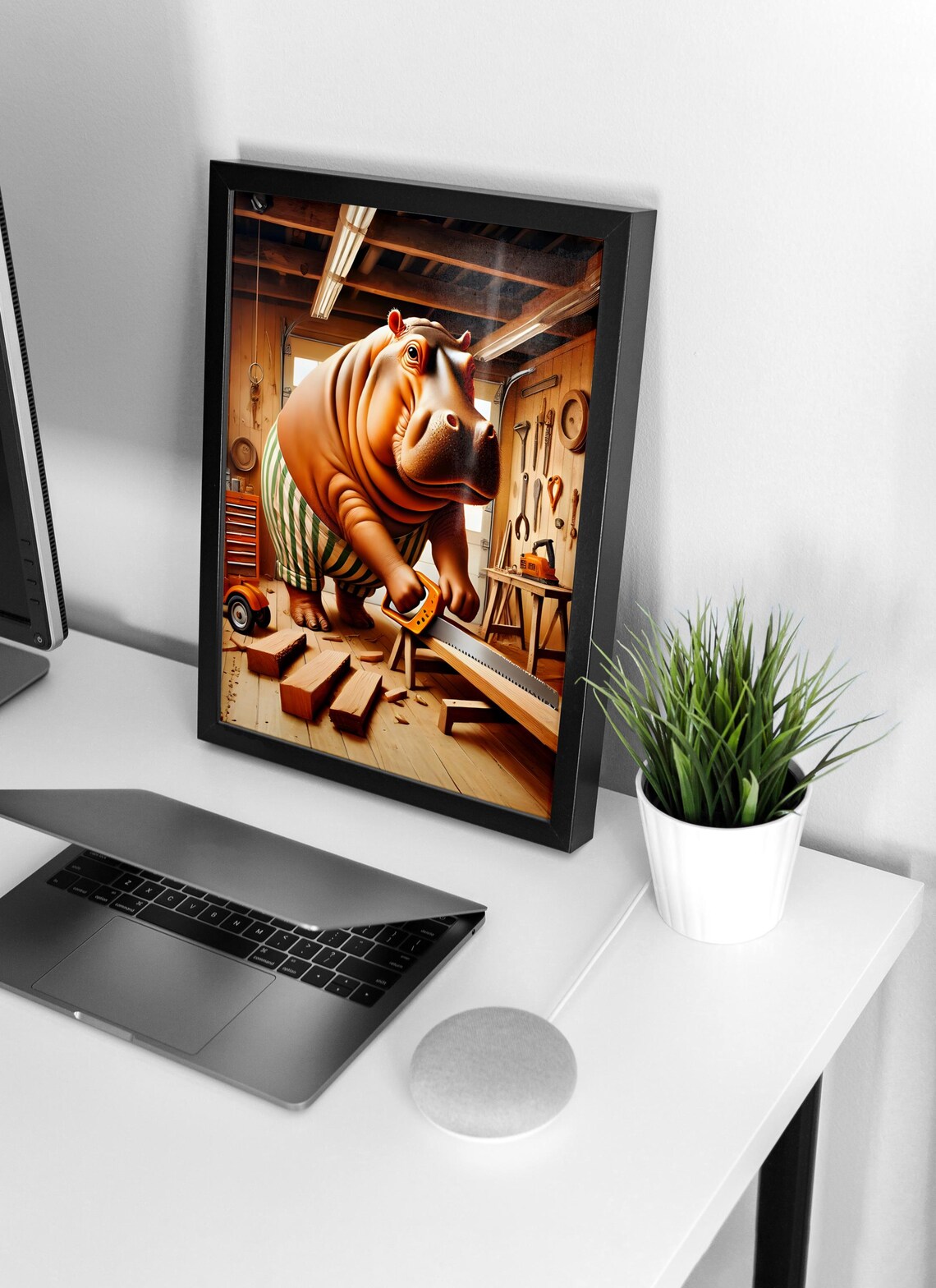 Hippo Sawing Wood, Animal Life Poster - Image 4