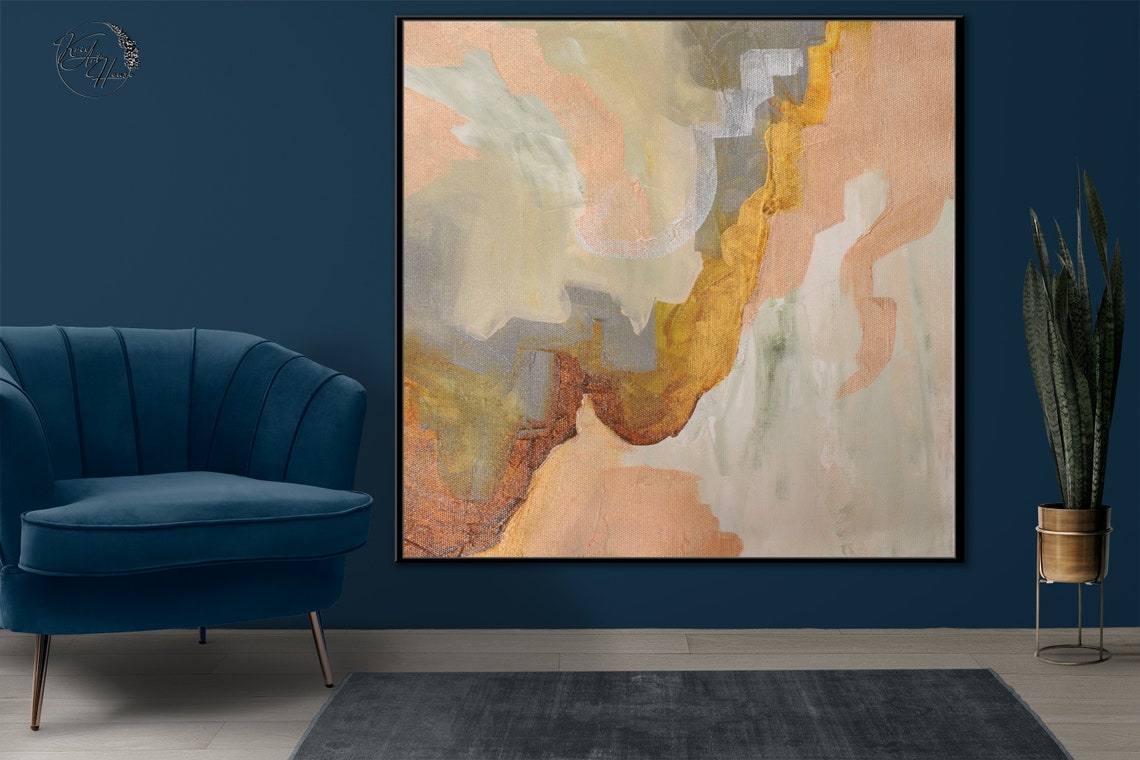 Rust Peach Cream Soft Desert Tones Abstract Painting Calm Wall Poster - Image 3