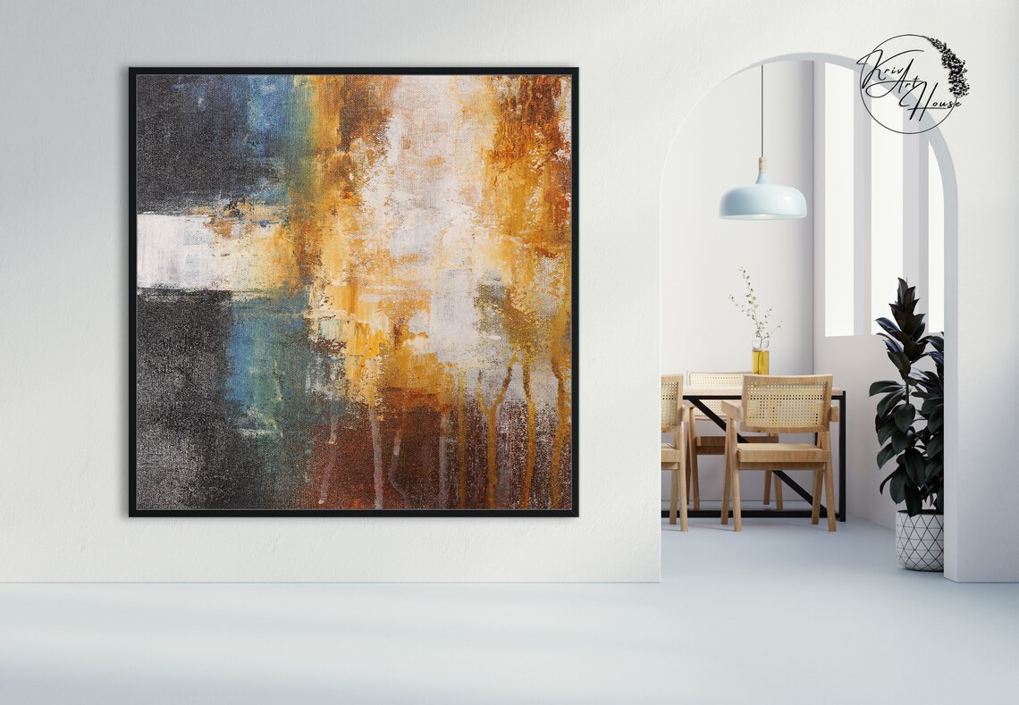 Orange and Black Abstract Art Print, Oversized - Image 4
