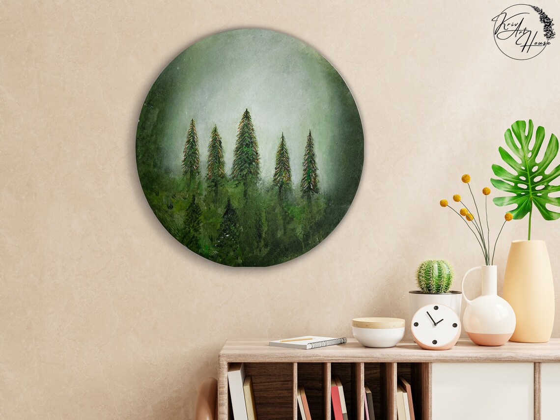 Big Forest Minimalist Circle Art Print, Bedroom Decor - Image 3