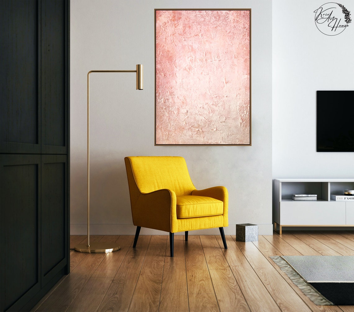 Blush Pink Minimal Textured Abstract Neutral Tones Wall Art Print - Image 2