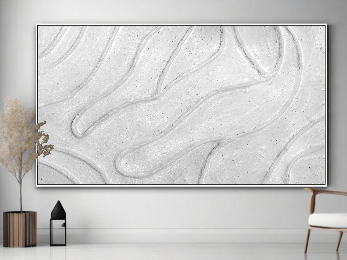White Organic Flowing Line Wabi Sabi Minimalist Abstract Poster - Image 3