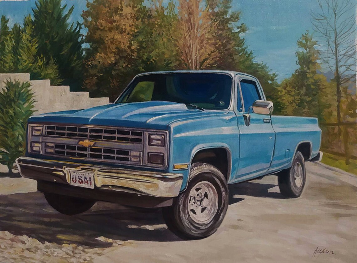 Custom Car Portrait Art Print, Personalized Oil Style - Image 2