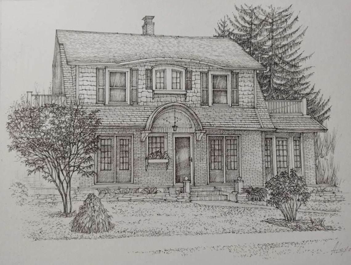 Hand Drawn House Portraits, Personalized Memories - Image 3