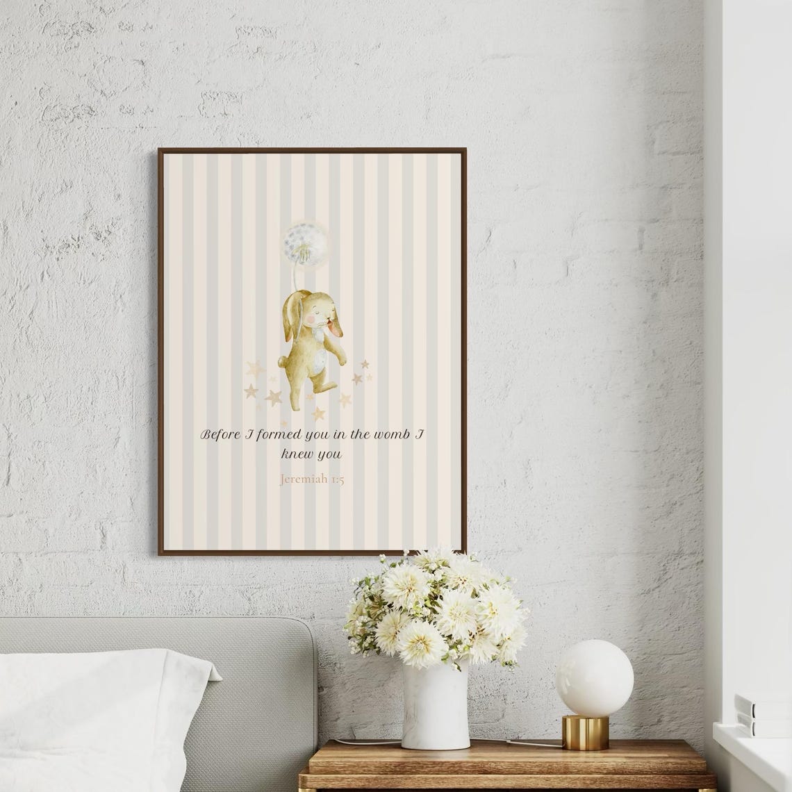 Before I Formed You Jeremiah 1:5 Watercolor Bunny Nursery Poster - Image 4