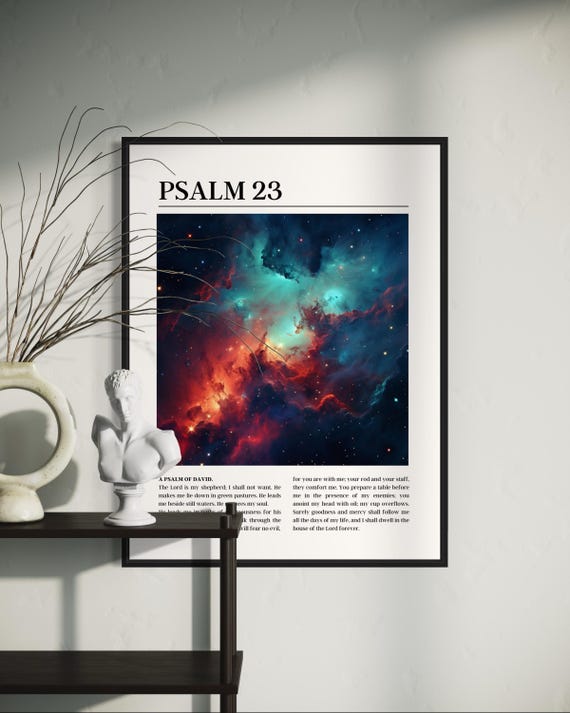 Psalm 23 Wall Art The Lord Is My Shepherd Modern Christian Wall Art Prayer Room Decor Bible Verse Wall Art Space Wall Art Christian