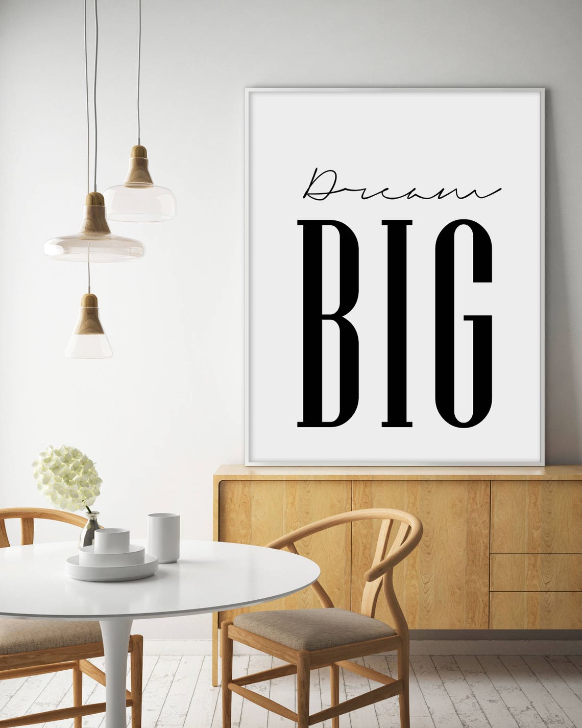 Dream Big Black White Script Minimalist Motivational Quote Poster - Image 3
