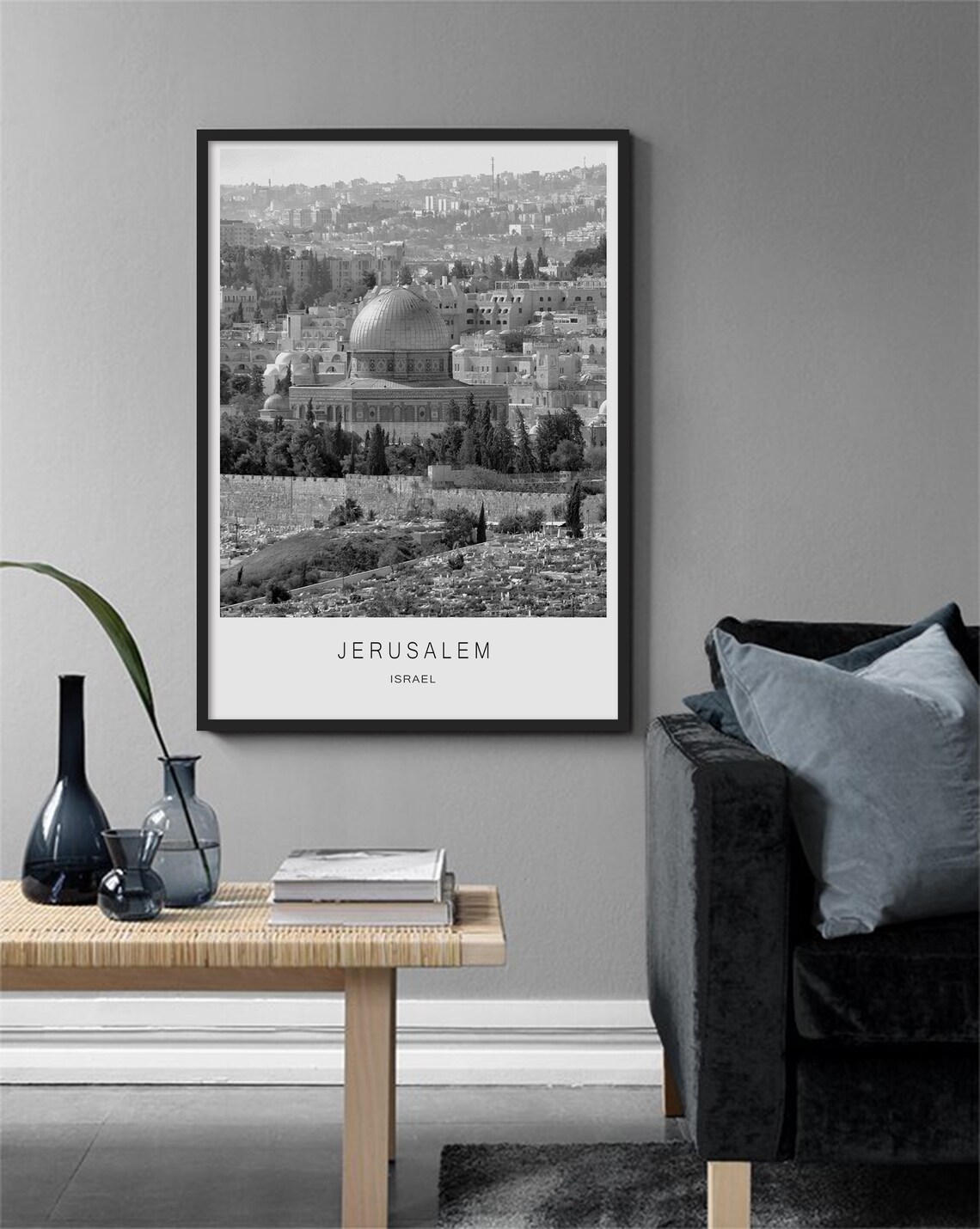 Jerusalem Israel Dome Of The Rock Black And White Photo Poster - Image 3