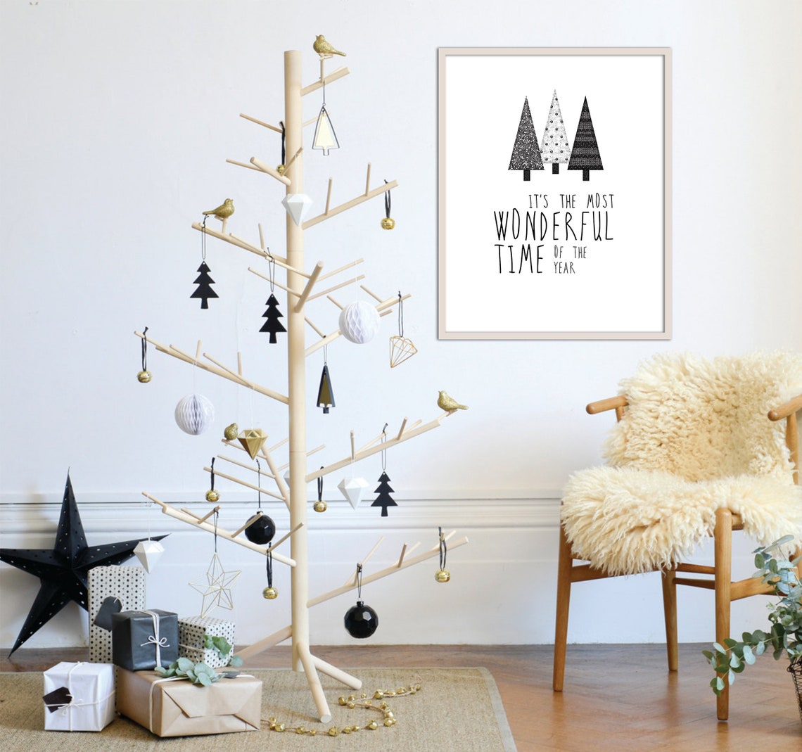 Three Scandinavian Christmas Trees Holiday Typography Quote Poster - Image 2